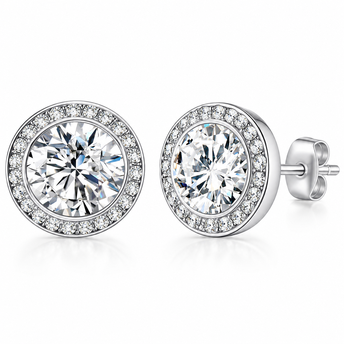 Crystal Halo Stud Earrings – Clip on