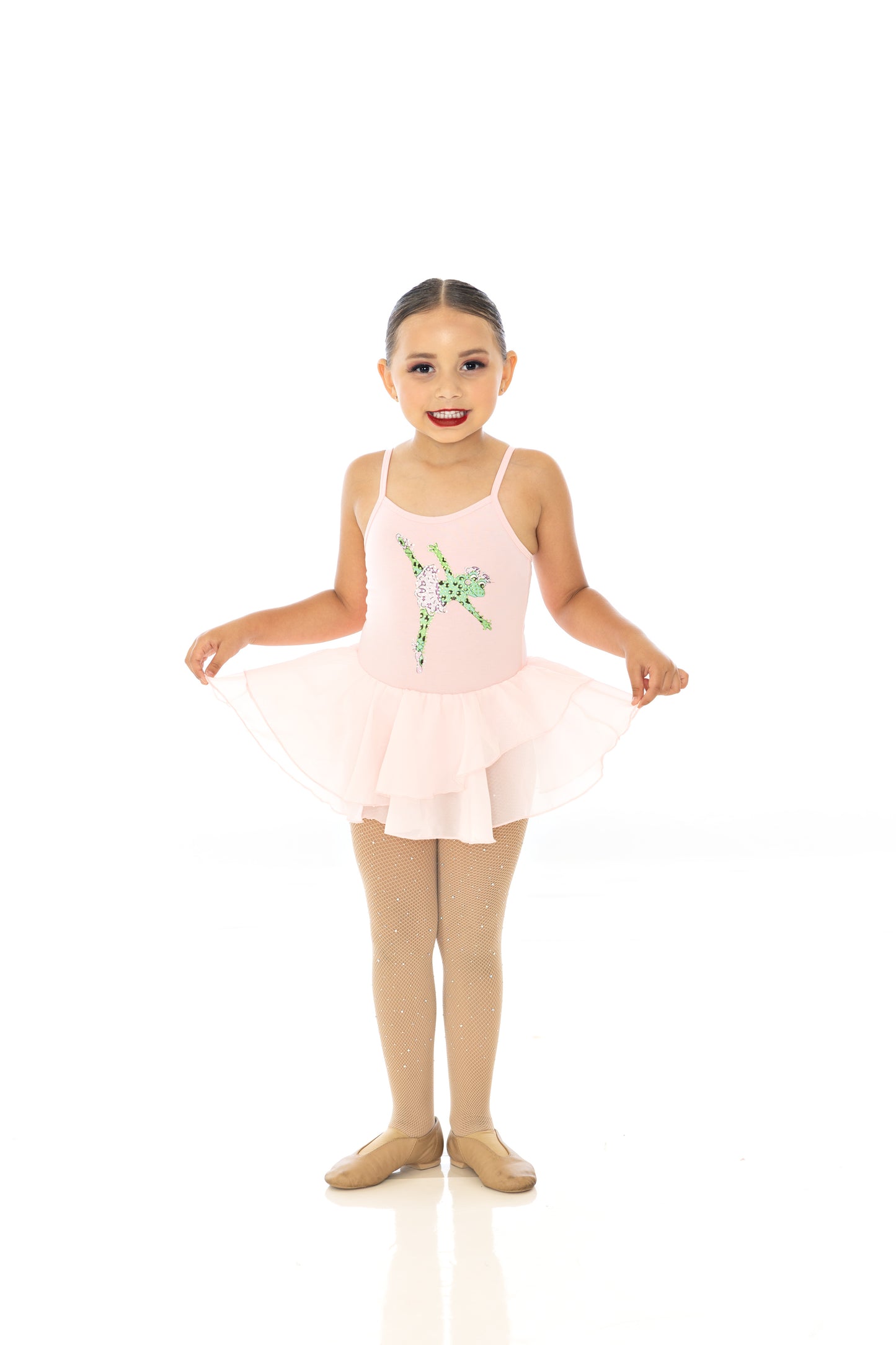 Pink Leotard with Attached TuTu/Freckled Frog Logo Rhinestones