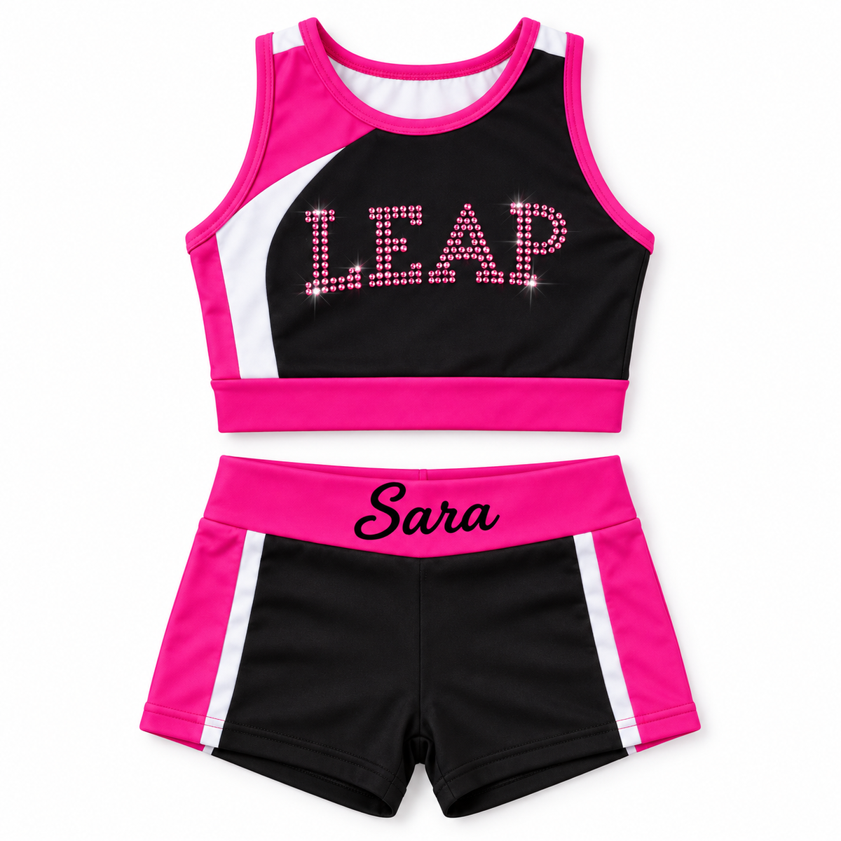 LEAP Rhinestone Sports Bra & Shorts Set