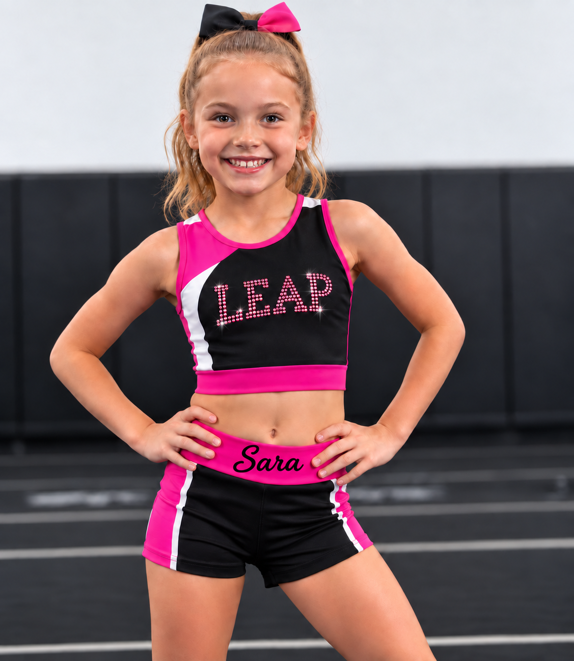 LEAP Rhinestone Sports Bra & Shorts Set