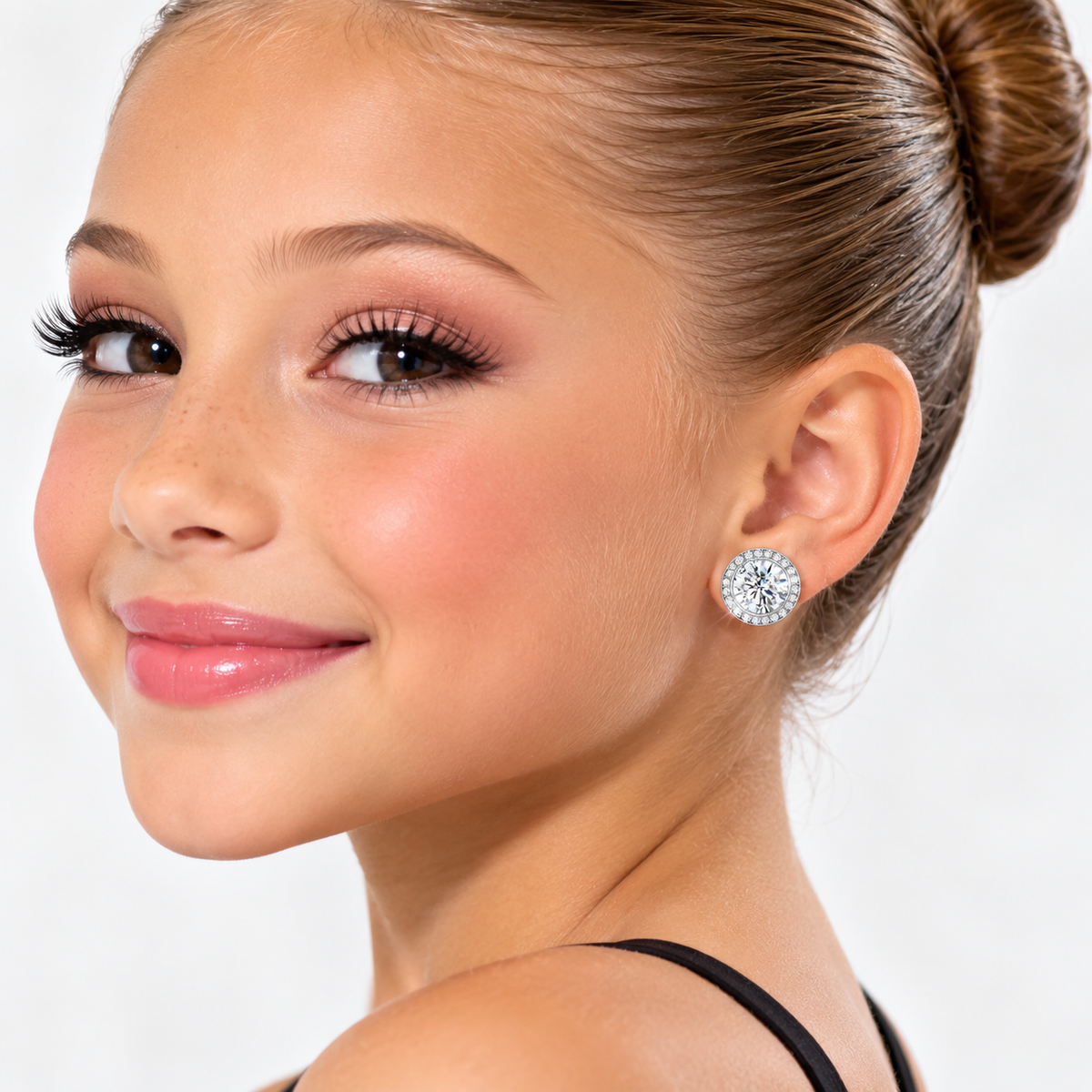 Crystal Halo Stud Earrings – Clip on